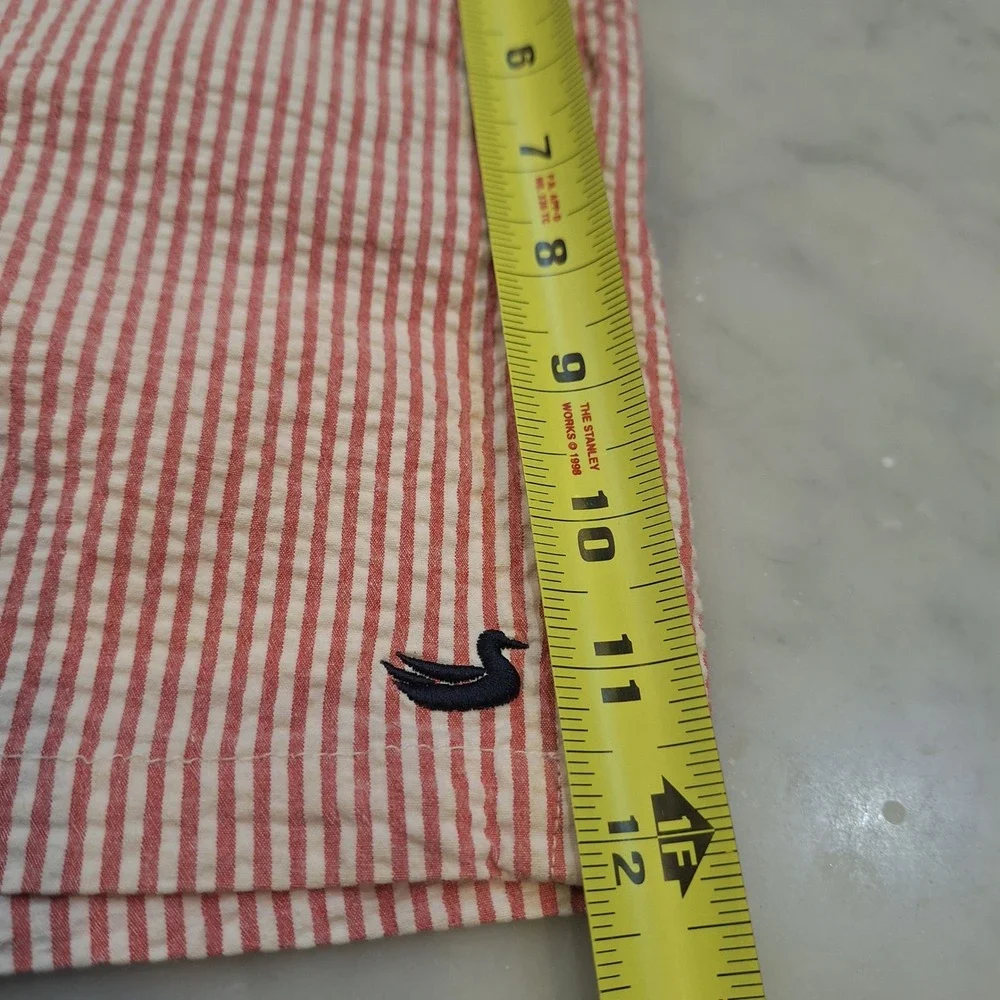 Southern Marsh Swim Trunks Youth Small Red Seersucker Stripe Board Shorts Preppy